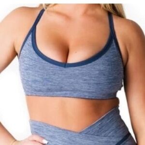 Vitality Blue Seamless Sports Bra Criss Cross Back Size XL Athletic Gym